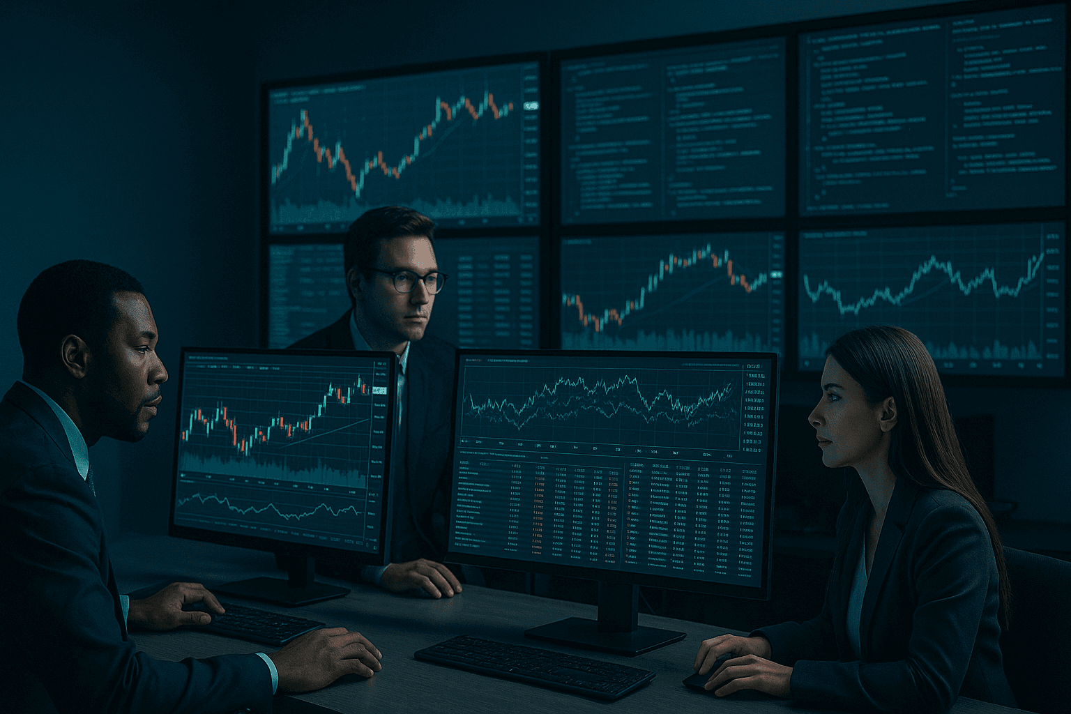 Abstract AI trading dashboard illustration